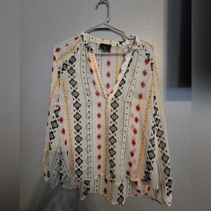 PRE LOVED Lumiere Aztec Pattern Blouse Sz. MEDIUM
